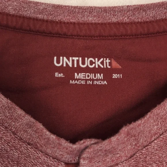UNTUCKit Urey Heather Red Long Sleeve Henley Thermal Tee Size Medium - Picture 2 of 5